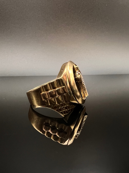 14K Men's San Judas Ring 2 tone