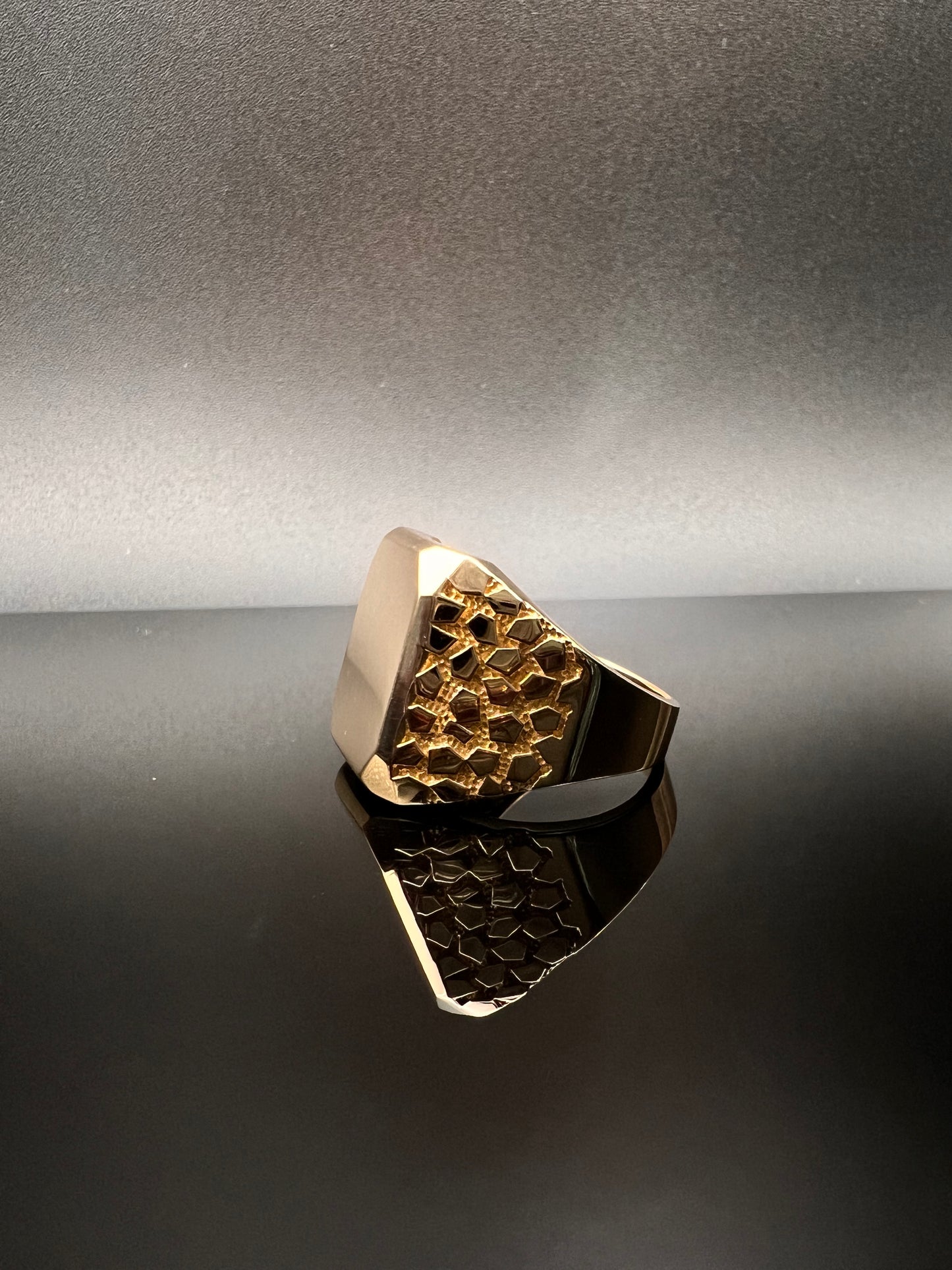 14K Men's Custom Initial Nugget Ring