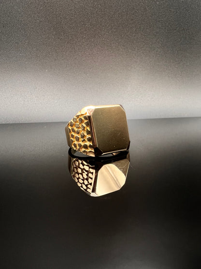 14K Men's Custom Initial Nugget Ring