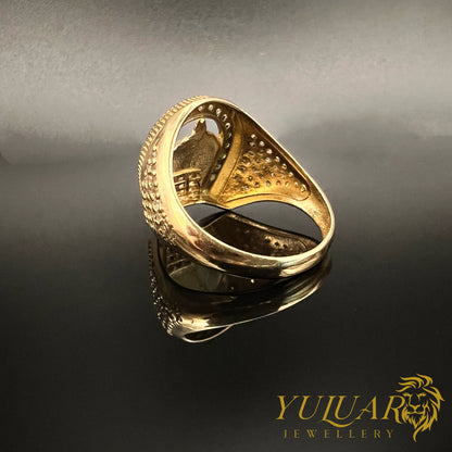 14K Men's Horseshoe Ring CZ