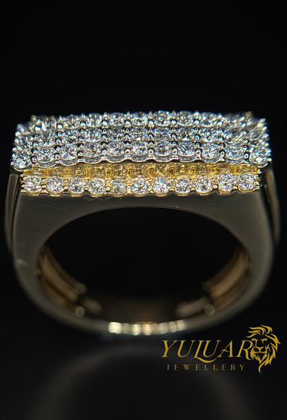 1.24 CT TW ROUND BRILLIANT CERTIFIED LAB-GROWN DIAMOND MEN'S RING IN 14K YELLOW GOLD (G-H/VS)