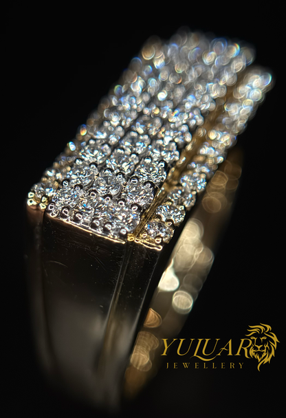 1.24 CT TW ROUND BRILLIANT CERTIFIED LAB-GROWN DIAMOND MEN'S RING IN 14K YELLOW GOLD (G-H/VS)