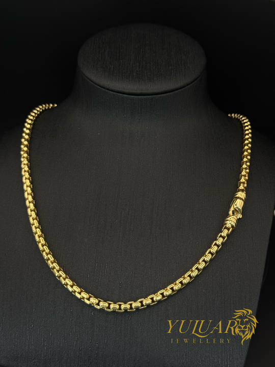 14K Semi-Solid Box Link Chain 22''