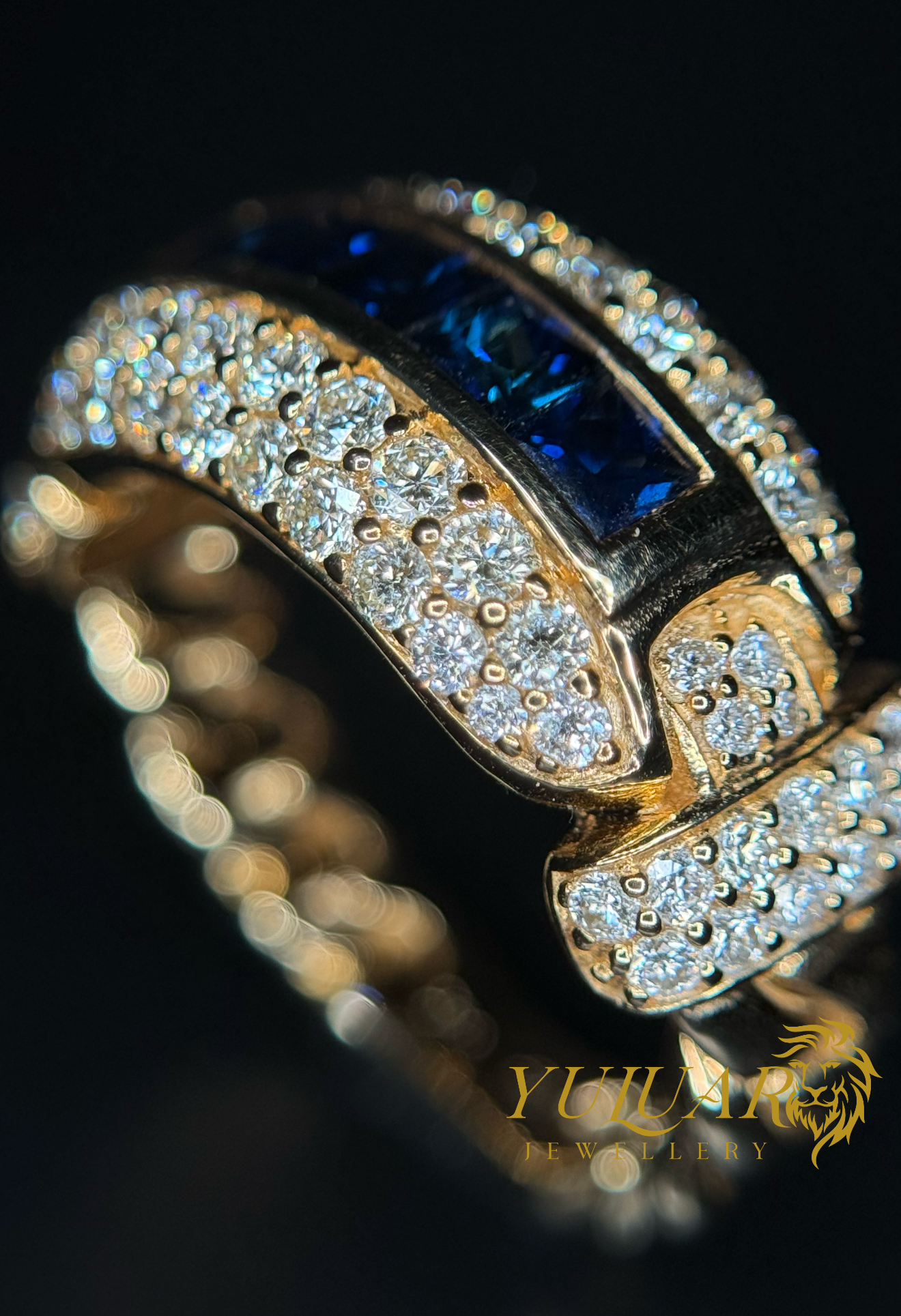 2.85 CT TW NATURAL DIAMOND AND SAPPHIRE MEN'S BAND RING IN 14K (VS)