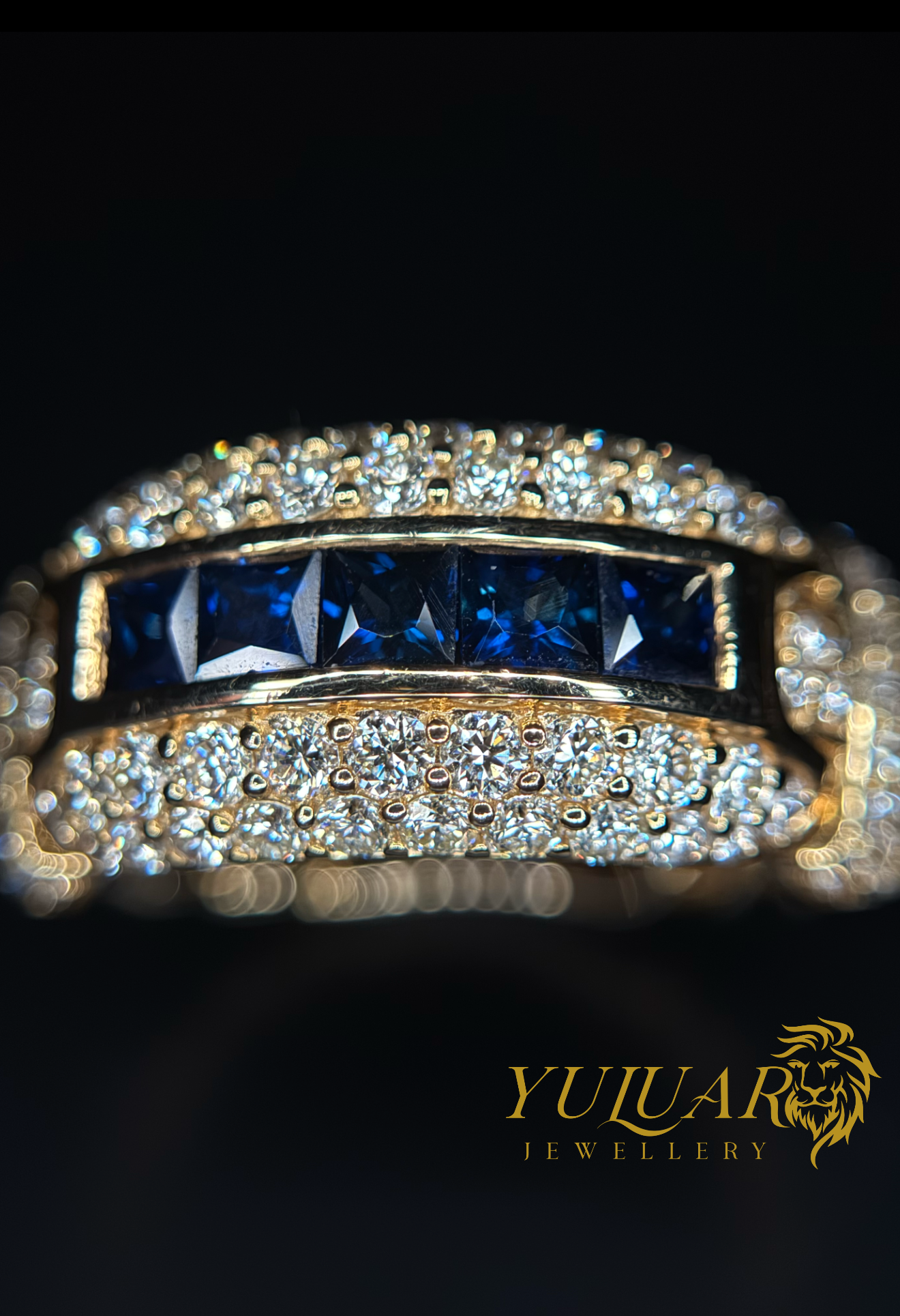 2.85 CT TW NATURAL DIAMOND AND SAPPHIRE MEN'S BAND RING IN 14K (VS)