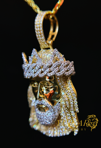 14K JESUS FACE PENDANT 0.65 CTS NATURAL DIAMOND