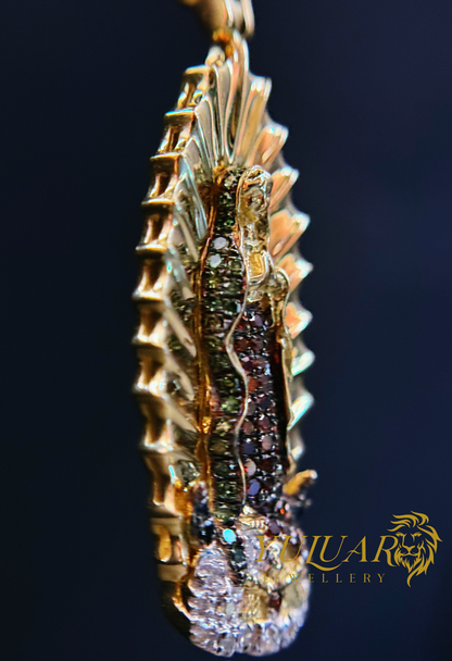 14K VIRGEN DE GUADALUPE PENDANT 0.45 CTS NATURAL DIAMONDS