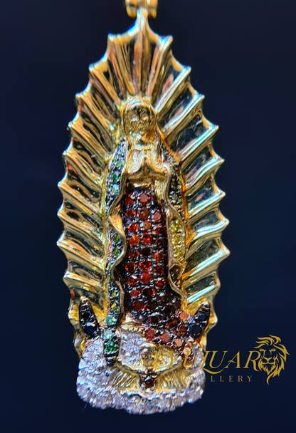 14K VIRGEN DE GUADALUPE PENDANT 0.45 CTS NATURAL DIAMONDS