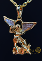 14K ST MICHAEL PENDANT 0.05 CTS NATURAL DIAMOND