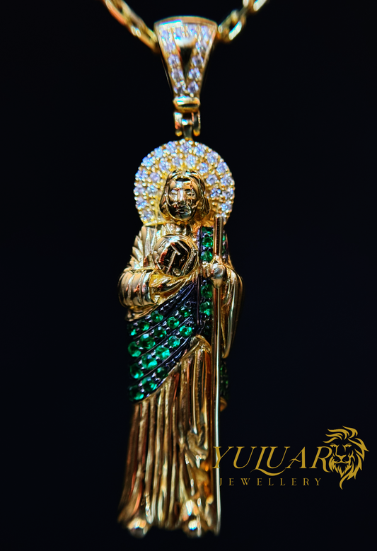 14K ST JUDE 0.35 CTS NATURAL DIAMOND PENDANT.