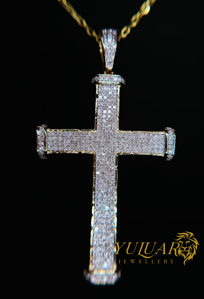 14K CROSS 0.95 CTS NATURAL DIAMOND PENDANT