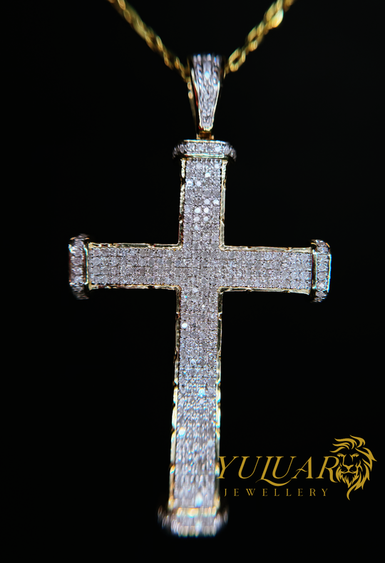 14K CROSS 0.95 CTS NATURAL DIAMOND PENDANT