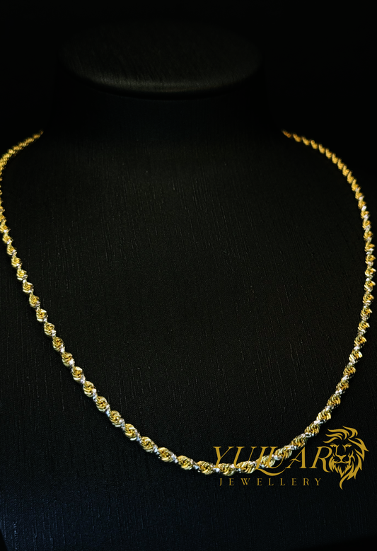 14K 2-TONES SOLID ROPE CHAIN