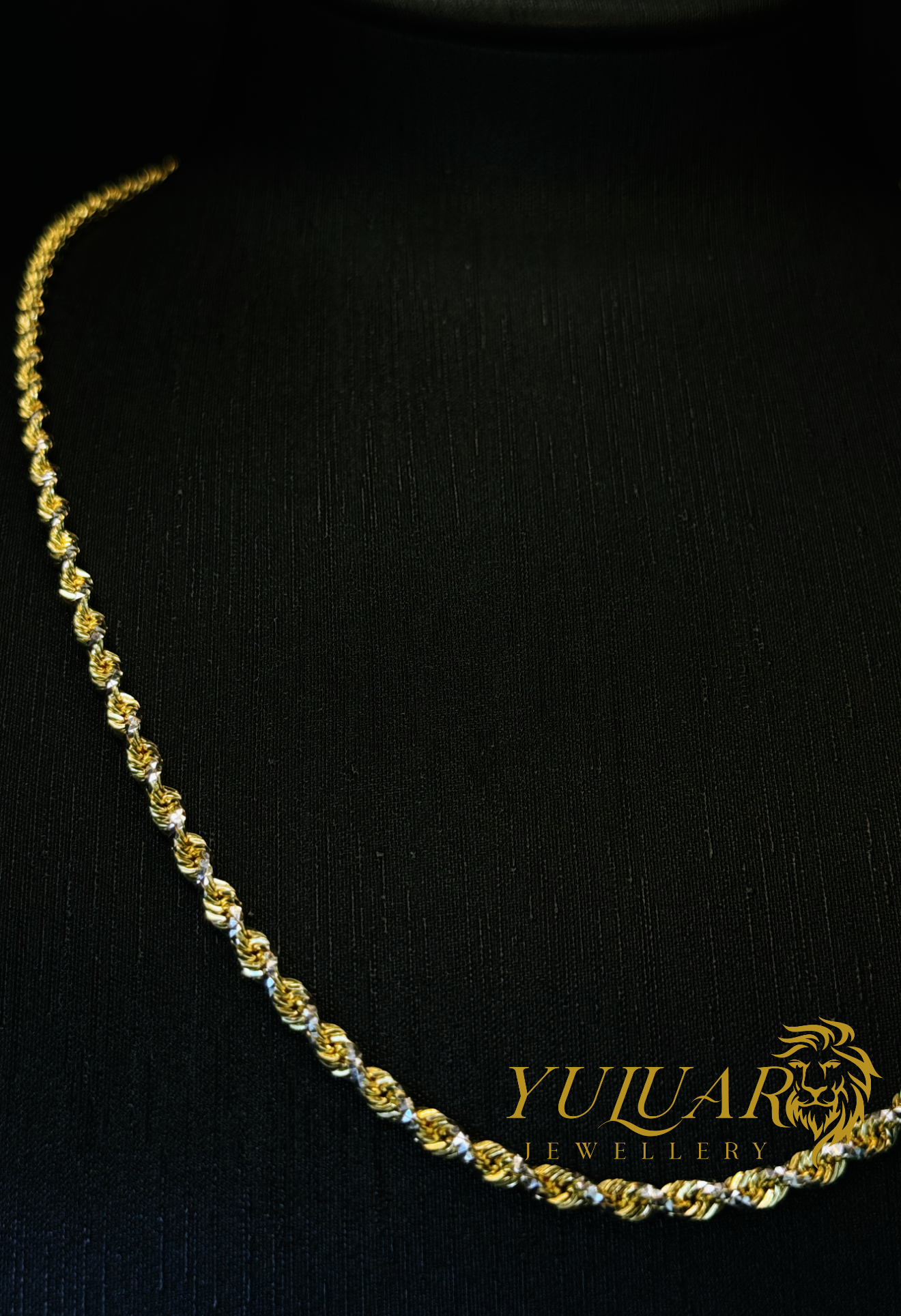 14K 2-TONES SOLID ROPE CHAIN