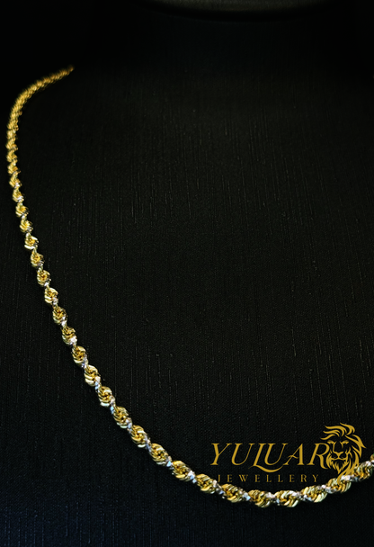 14K 2-TONES SOLID ROPE CHAIN