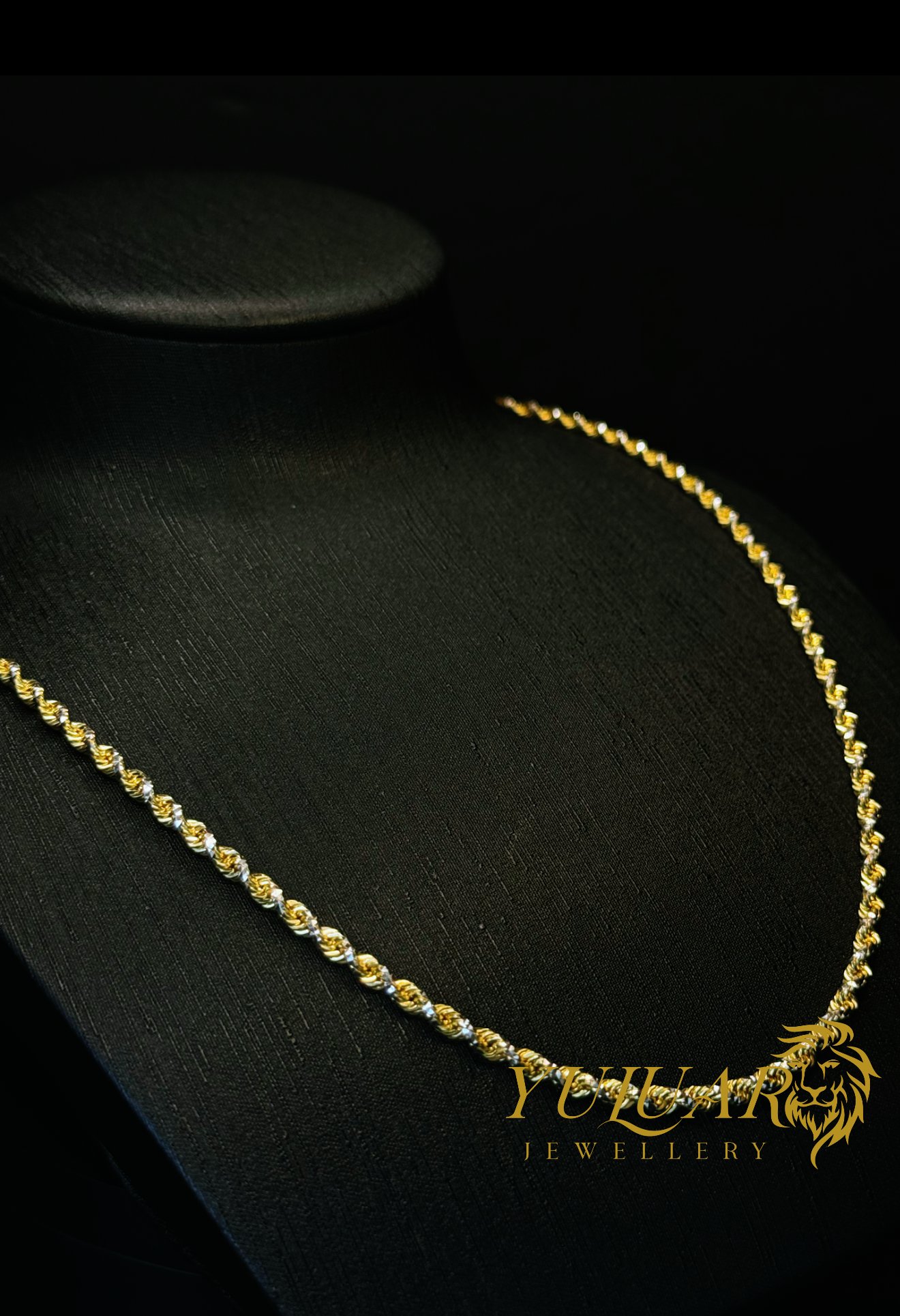 14K 2-TONES SOLID ROPE CHAIN