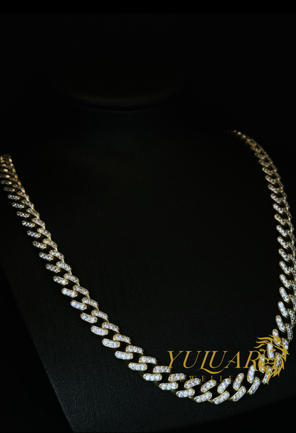 14K CZ ICE OUT MONACO LINK 9.1MM CHAIN 24''