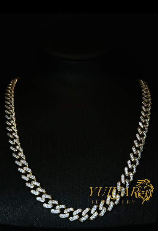 14K CZ ICE OUT MONACO LINK 9.1MM CHAIN 24''