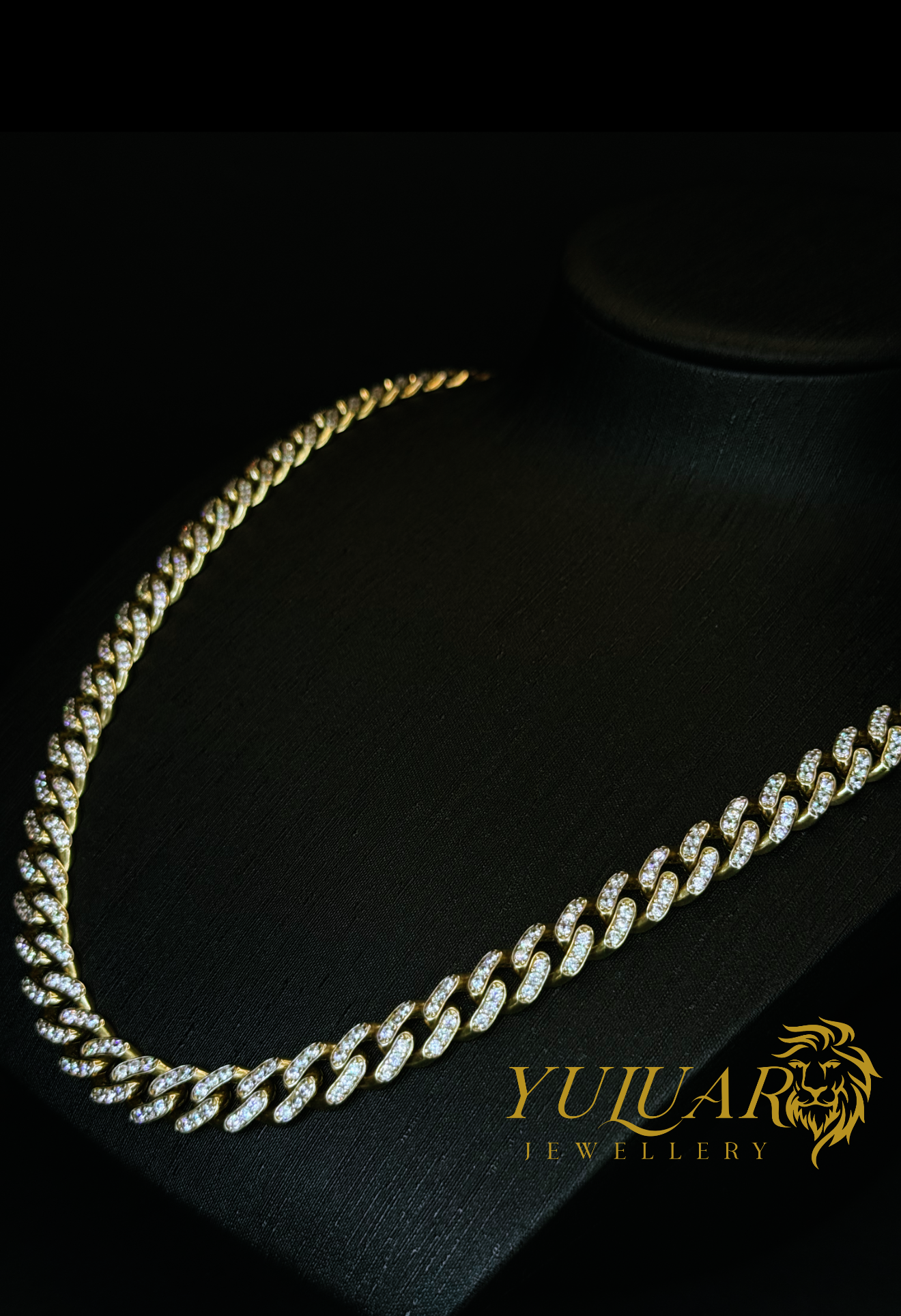 14K CZ ICE OUT MONACO LINK 9.1MM CHAIN 24''