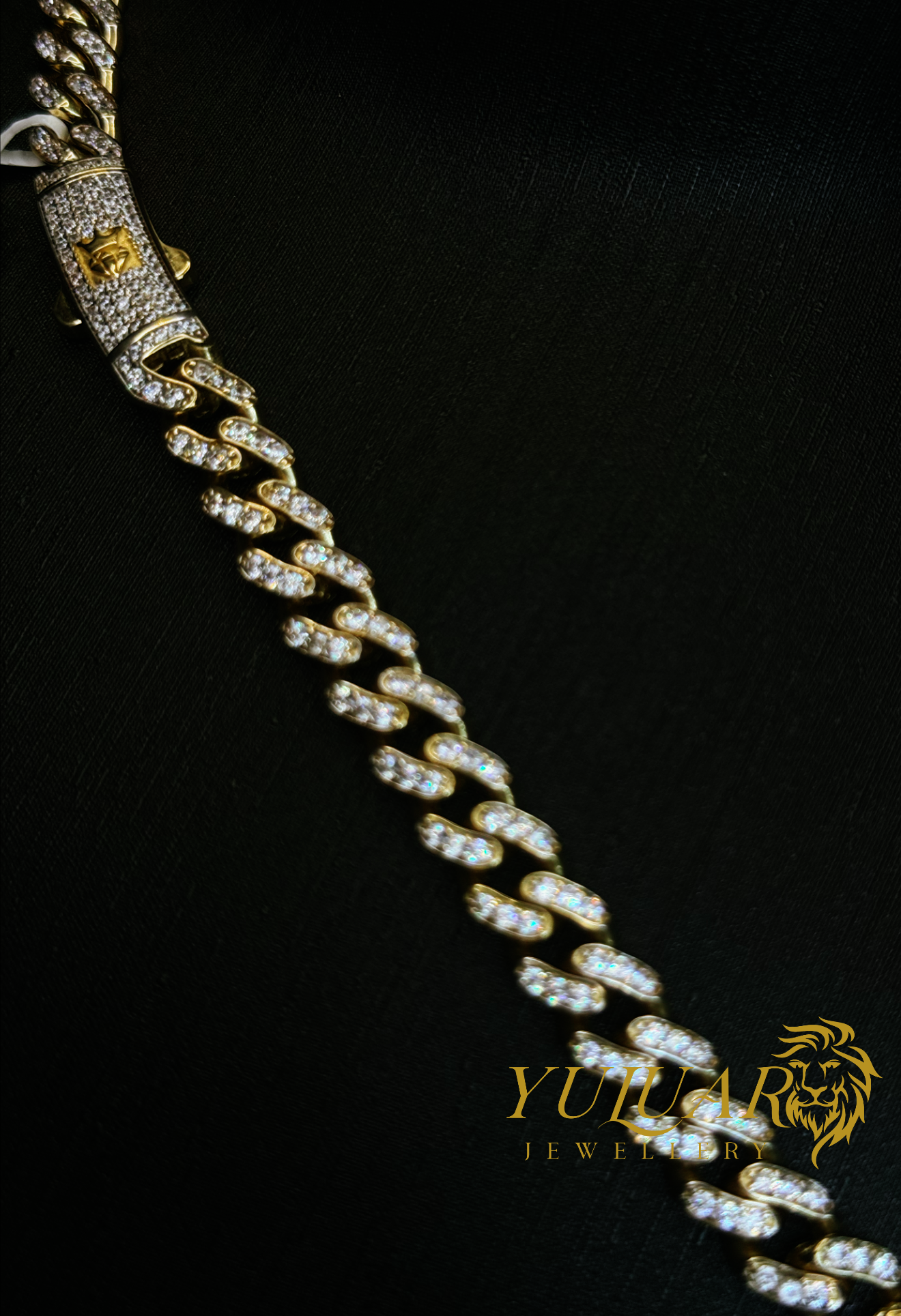 14K CZ ICE OUT MONACO LINK 9.1MM CHAIN 24''