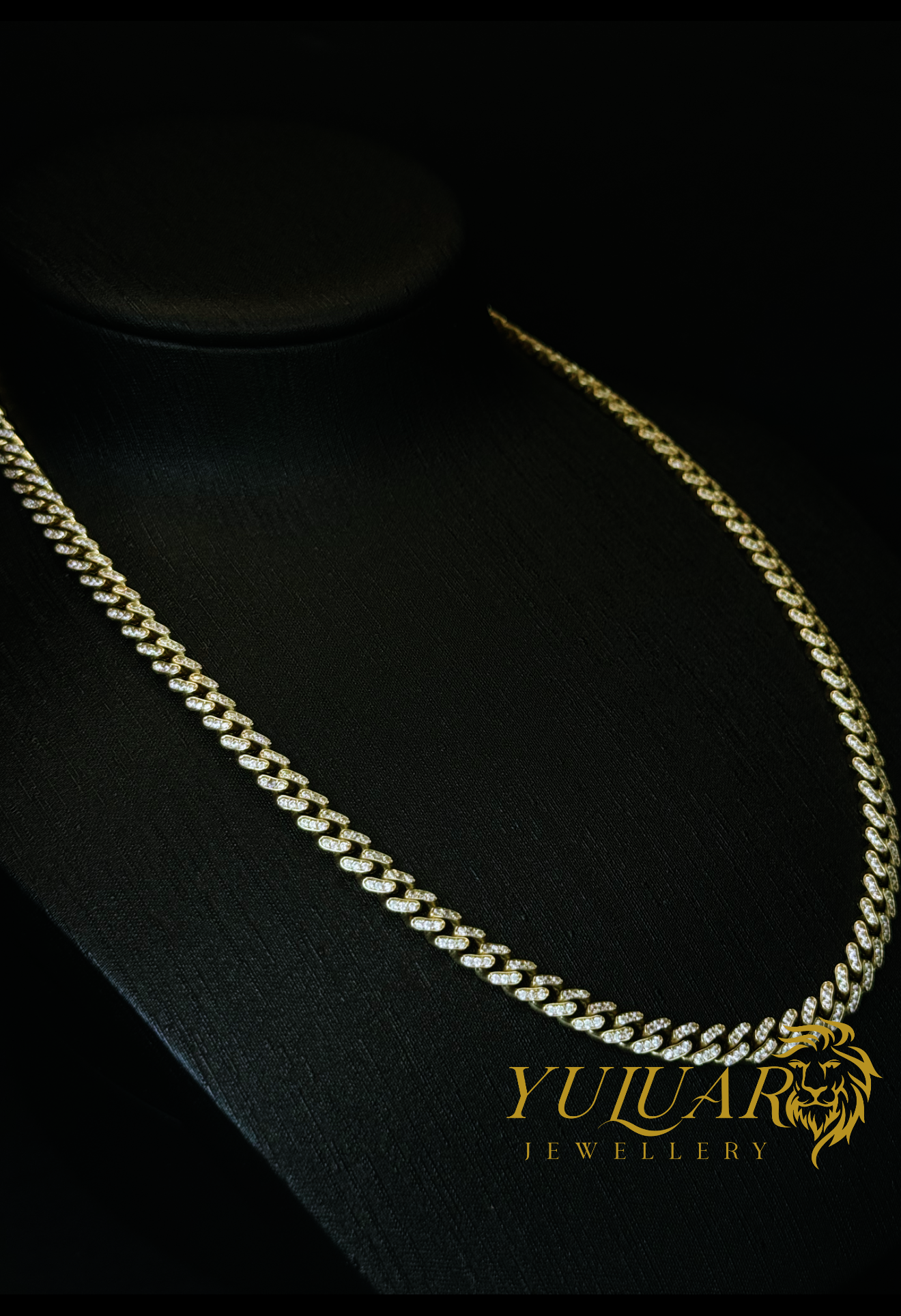 14K CZ ICE OUT MONACO LINK 5.5MM CHAIN 18''