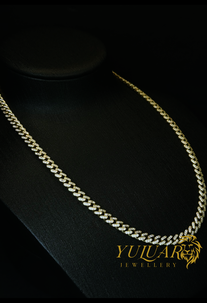 14K CZ ICE OUT MONACO LINK 5.5MM CHAIN 18''