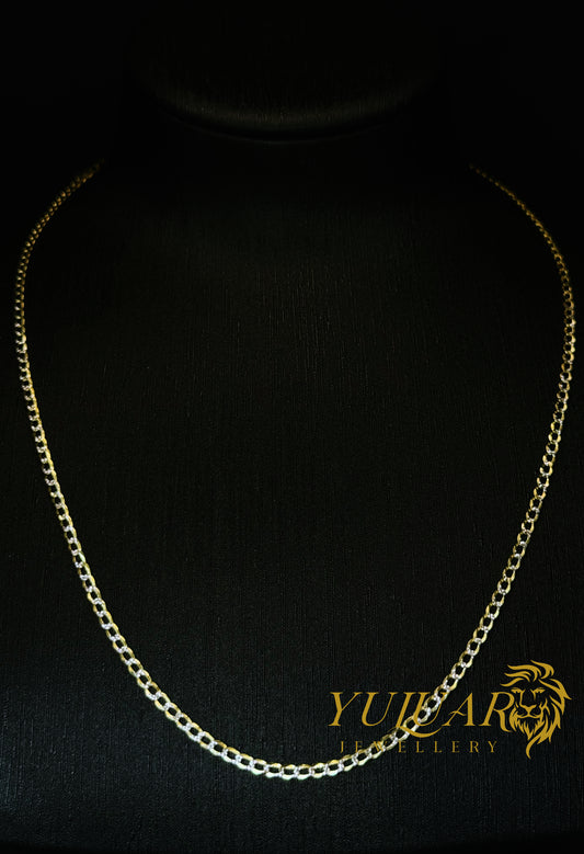 14K Open Curb Chain 3mm Two Tones 22''