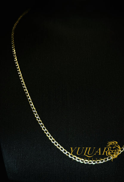 14K Open Curb Chain 3mm Two Tones 22''