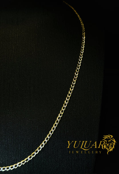 14K Open Curb Chain 3mm Two Tones 22''
