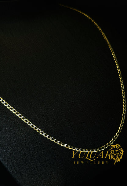 14K Open Curb Chain 3mm Two Tones 22''