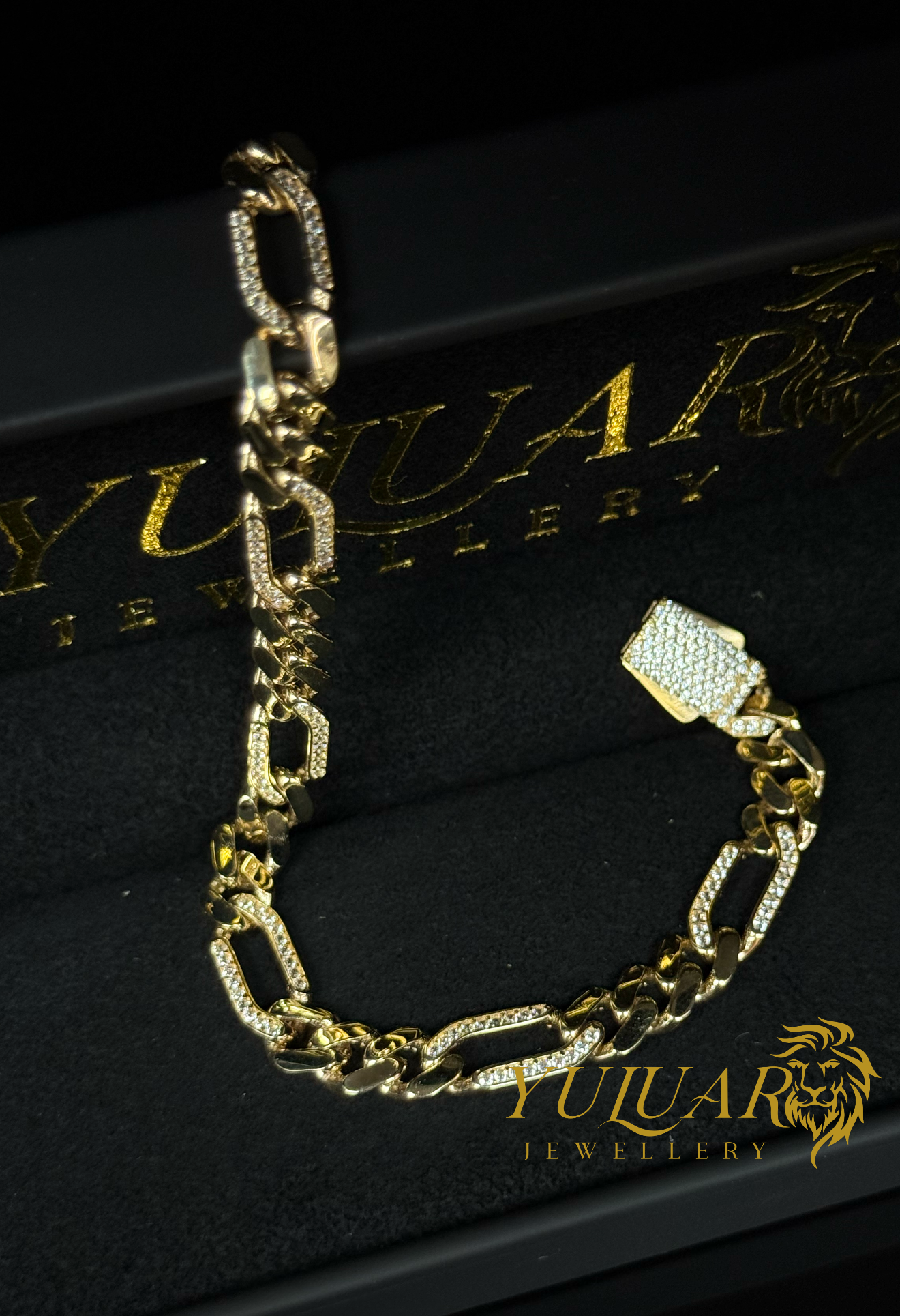 14K MONACO FIGARO STYLE BRACELET 7MM