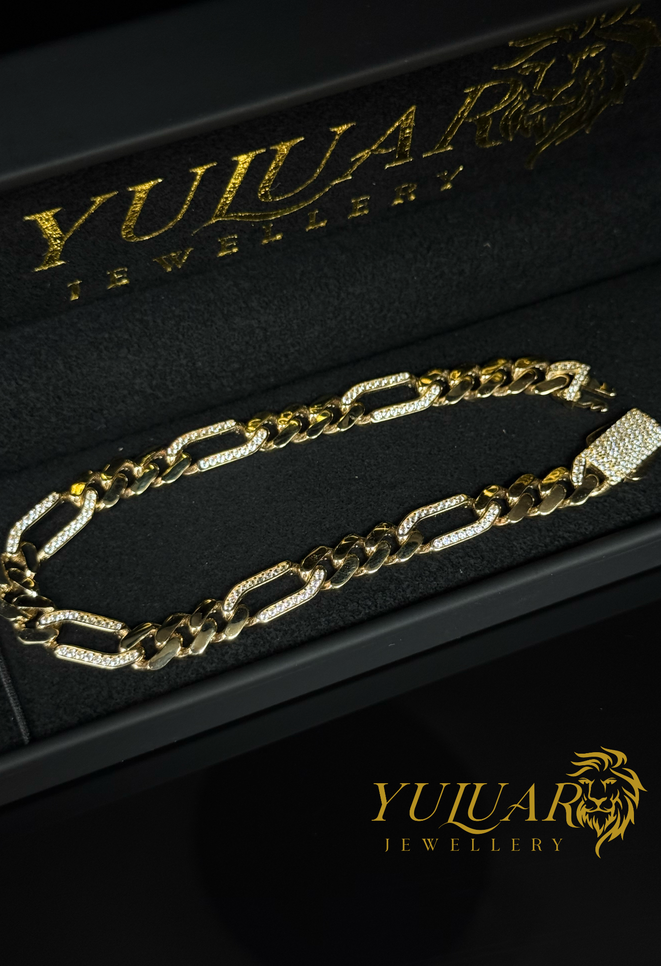 14K MONACO FIGARO STYLE BRACELET 7MM
