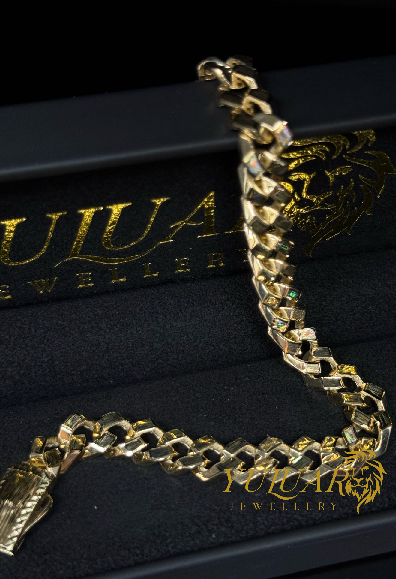 14K MONACO SQUARED DIAMOND CUT BRACELET 9MM