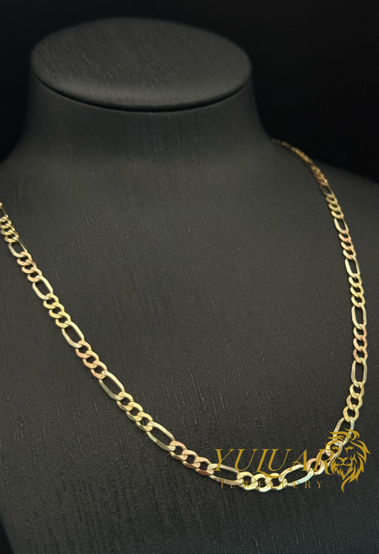 14K FIGARO 3-TONES SOLID CHAIN