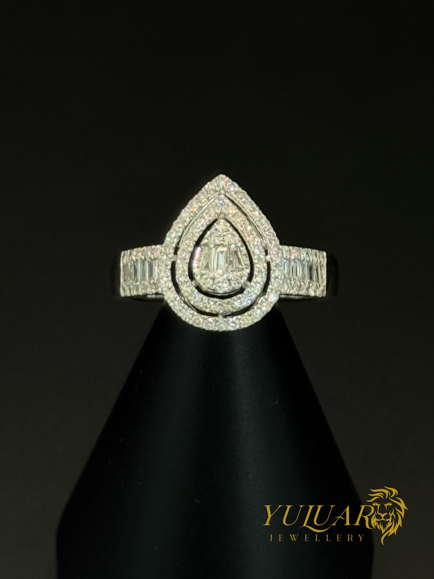 Women’s 14K White Gold Pear-Shaped Natural Diamond Ring .55 Carats