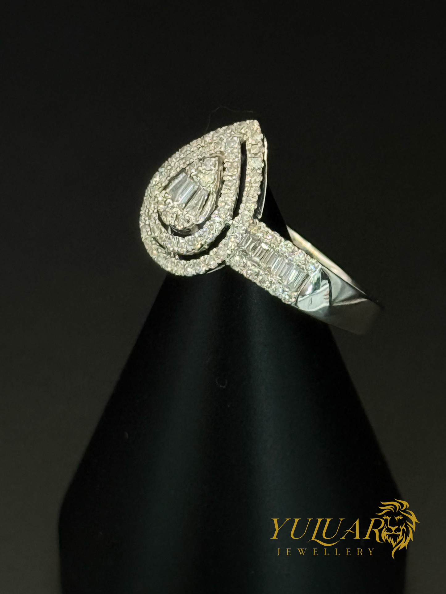 Women’s 14K White Gold Pear-Shaped Natural Diamond Ring .55 Carats