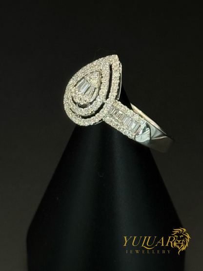 Women’s 14K White Gold Pear-Shaped Natural Diamond Ring .55 Carats