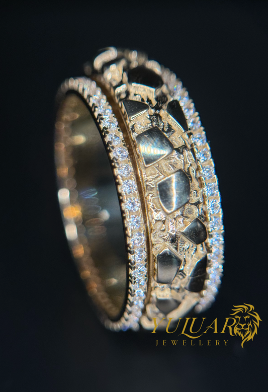 14K Men's Nugget Spinning Ring