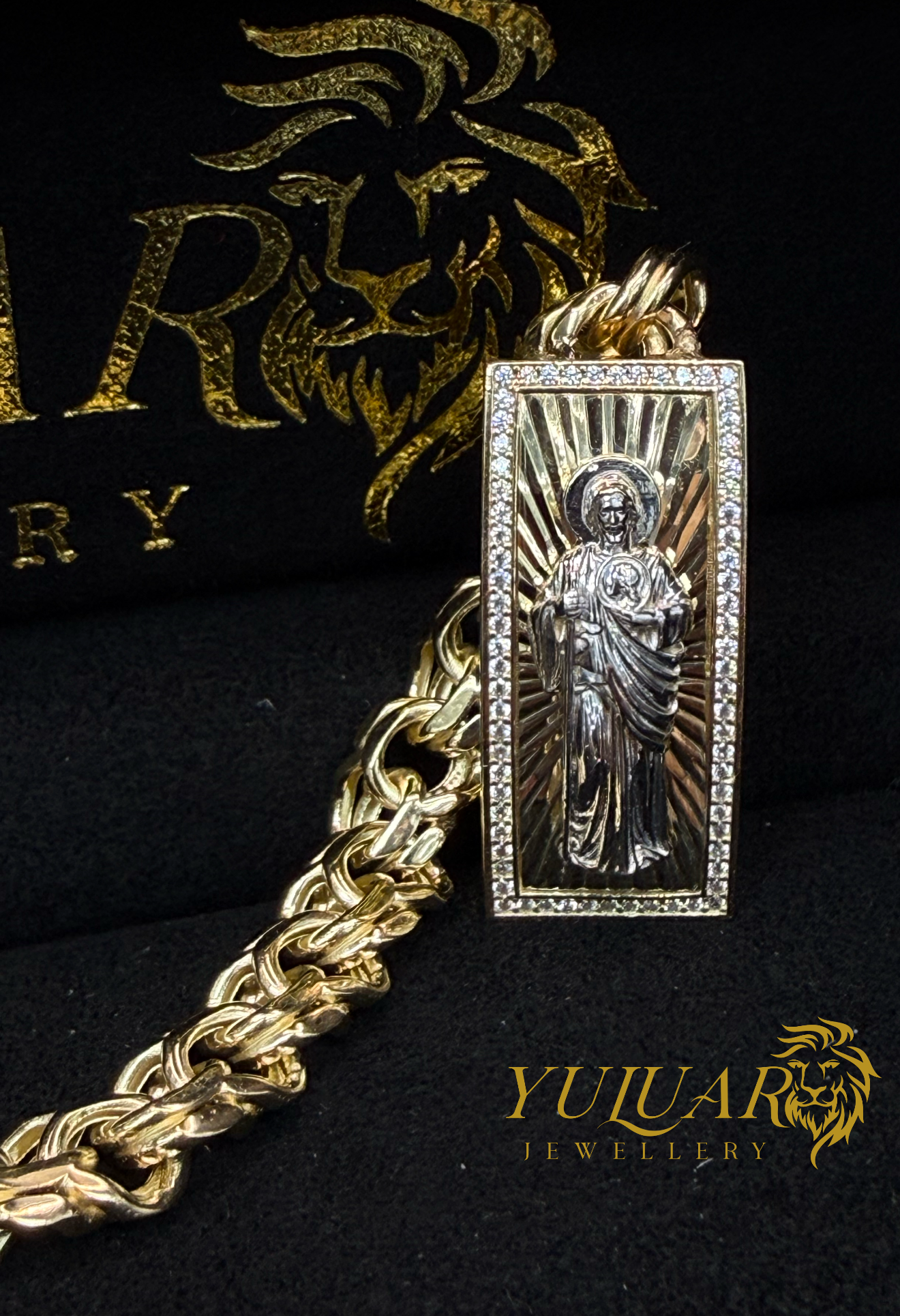 14K CHINO LINK ST JUDE BOX LOCK BRACELET 9MM