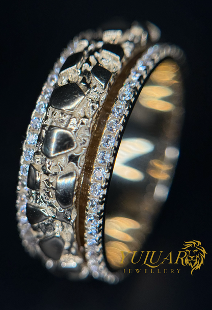 14K Men's Nugget Spinning Ring