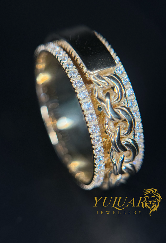 14K Men's Chino Link ID Spinning Ring