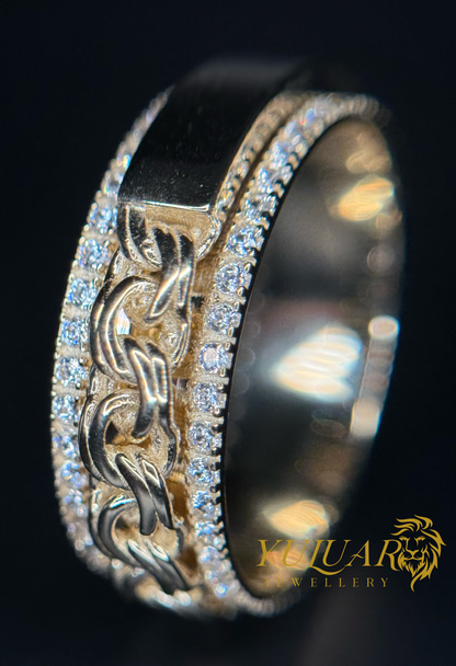 14K Men's Chino Link ID Spinning Ring