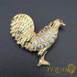 14K Rooster Pendant with CZ