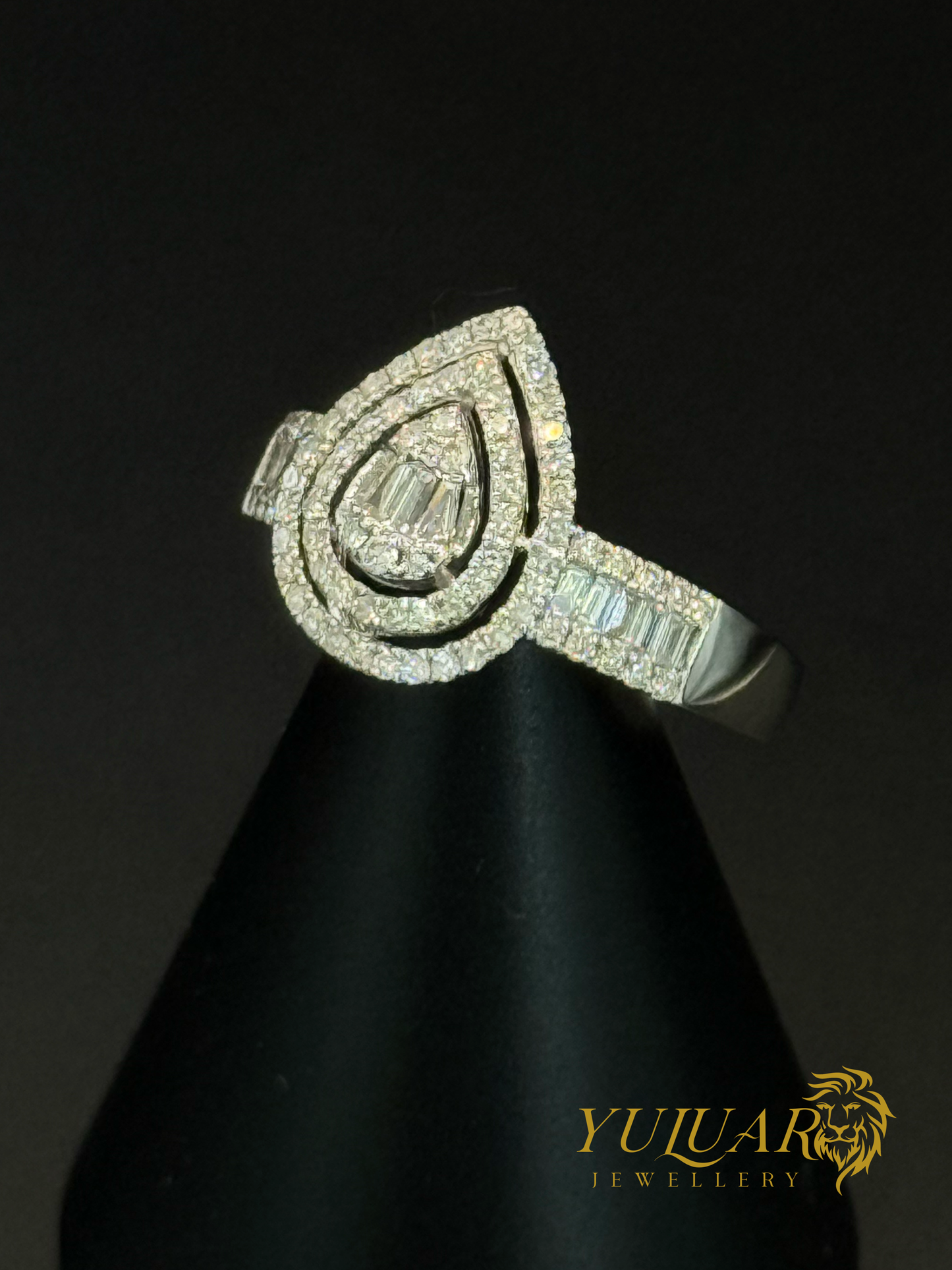 Women’s 14K White Gold Pear-Shaped Natural Diamond Ring .55 Carats