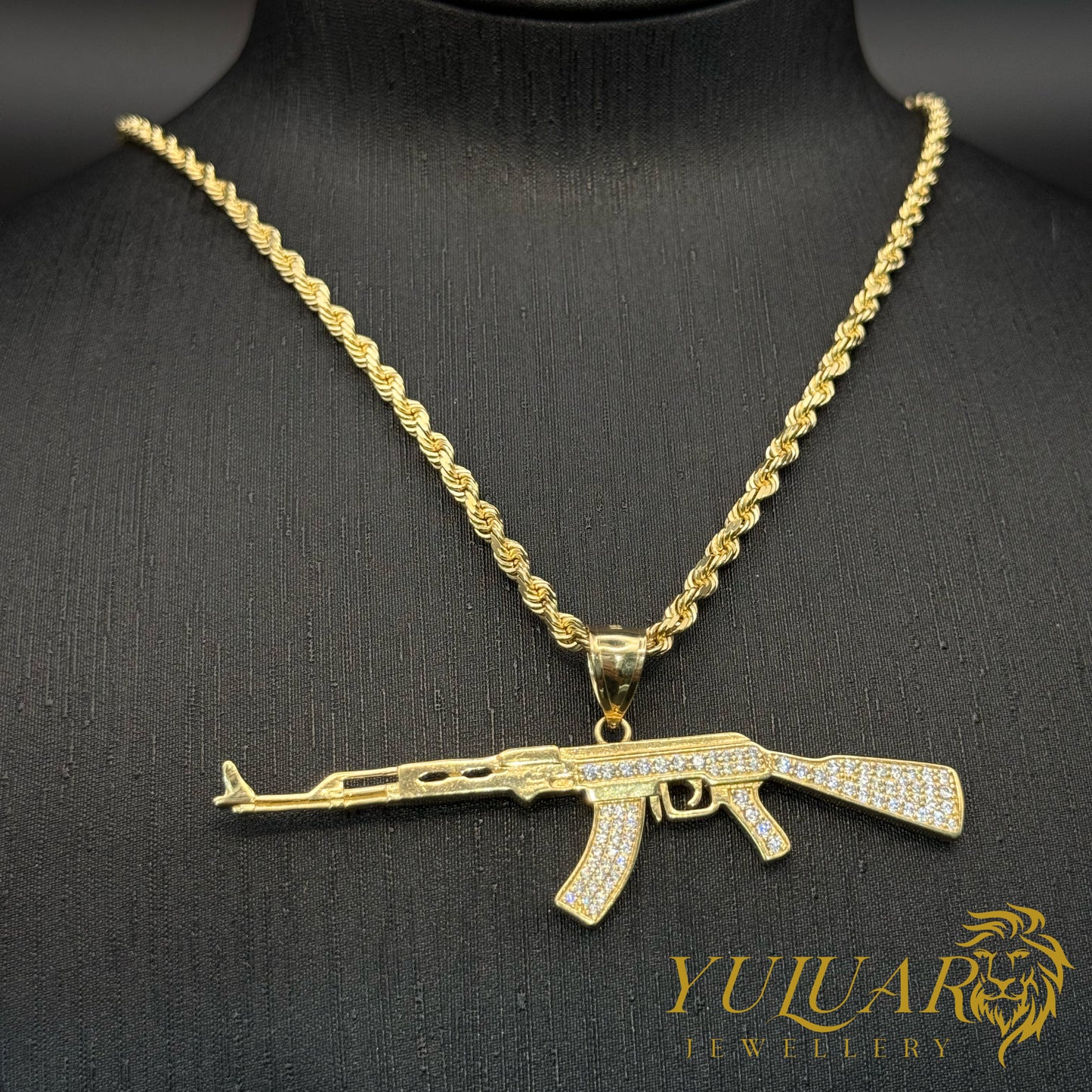 K47 Gun Pendant with CZ