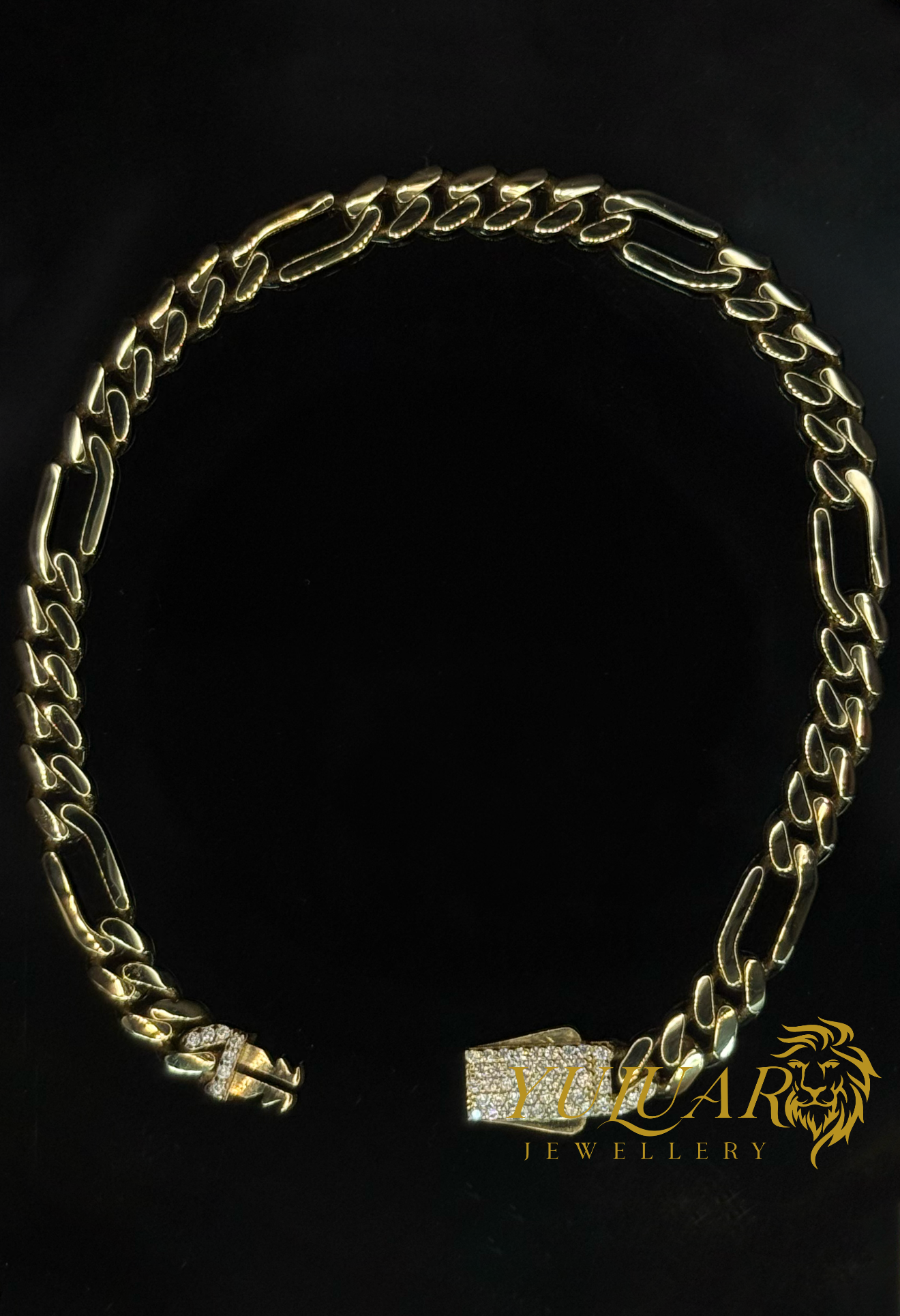 14K FIGARO MONACO LINK BRACELET 5MM