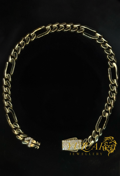 14K FIGARO MONACO LINK BRACELET 5MM