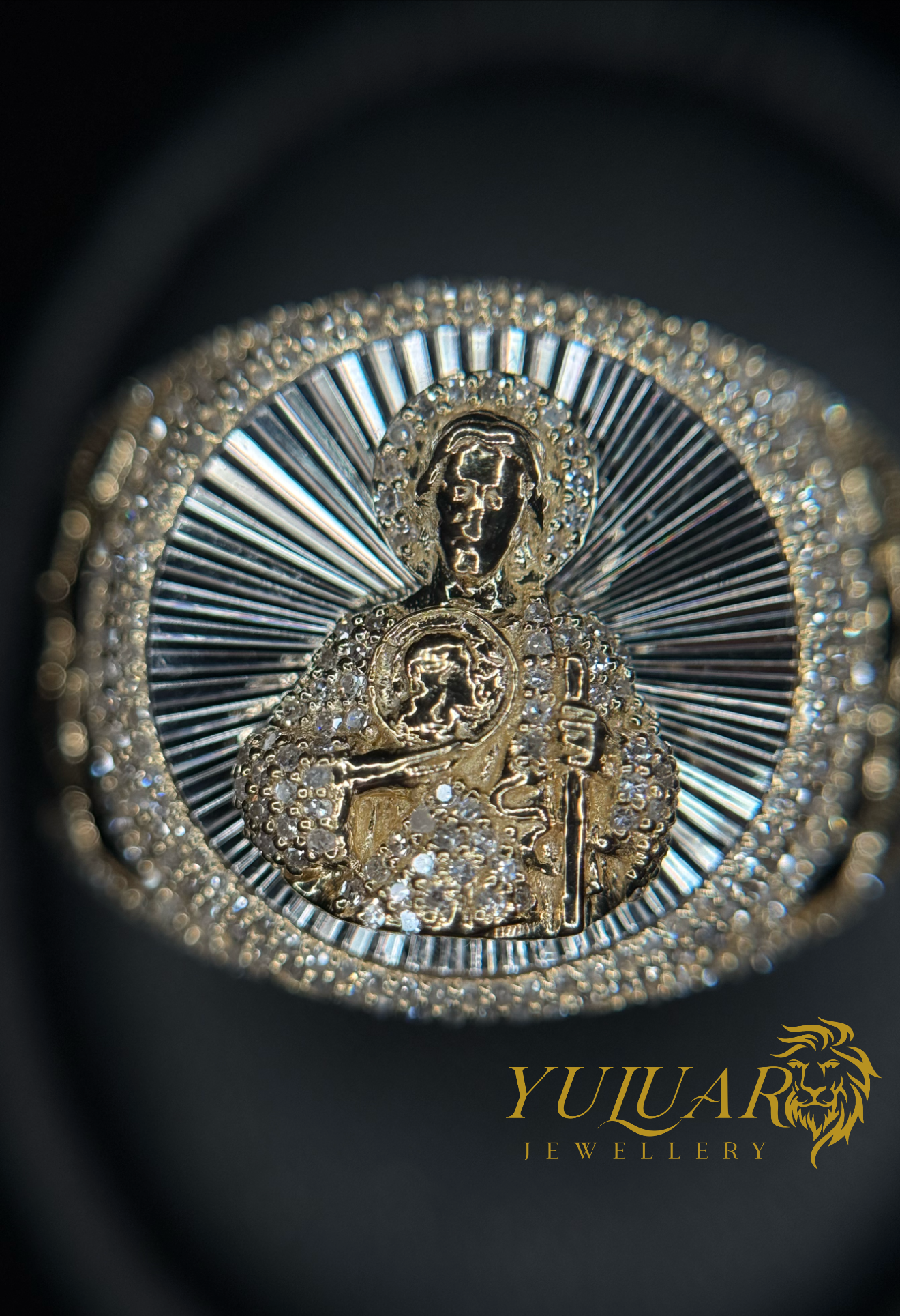 10K Natural Diamond San Judas Ring