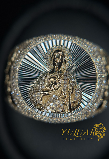 10K Natural Diamond San Judas Ring