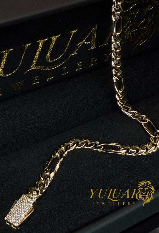 14K FIGARO MONACO LINK BRACELET 5MM